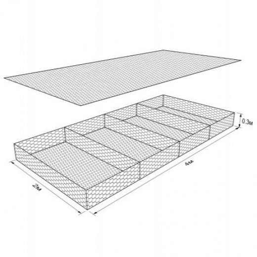 Габион ГСИ-М-4,0х2,0х0,3-С80-3,0-Ц